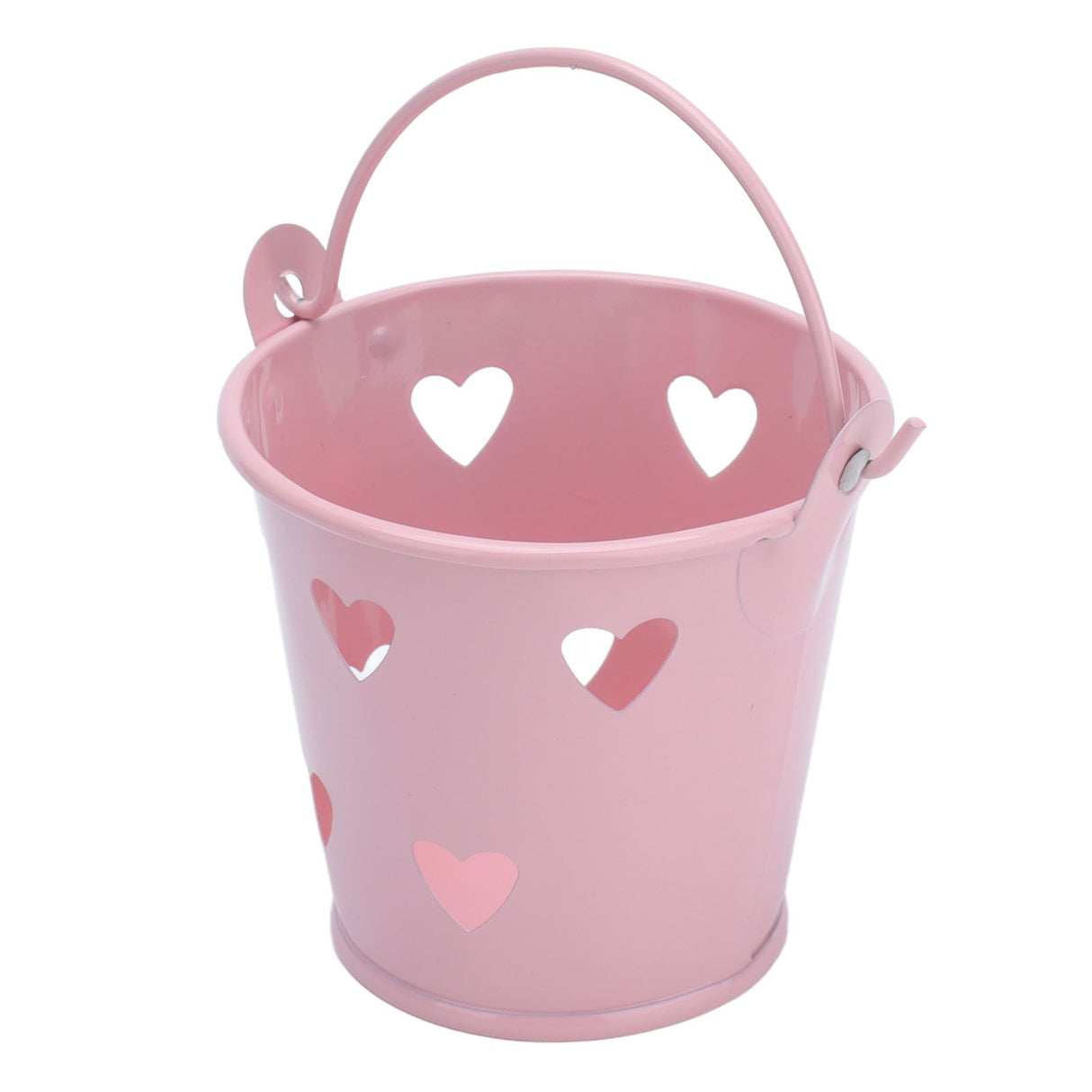 12pcs Mini Metal Bucket Hollow Heart Shaped Bucket with Handle for Candies Outdoor Flower Cosmetics