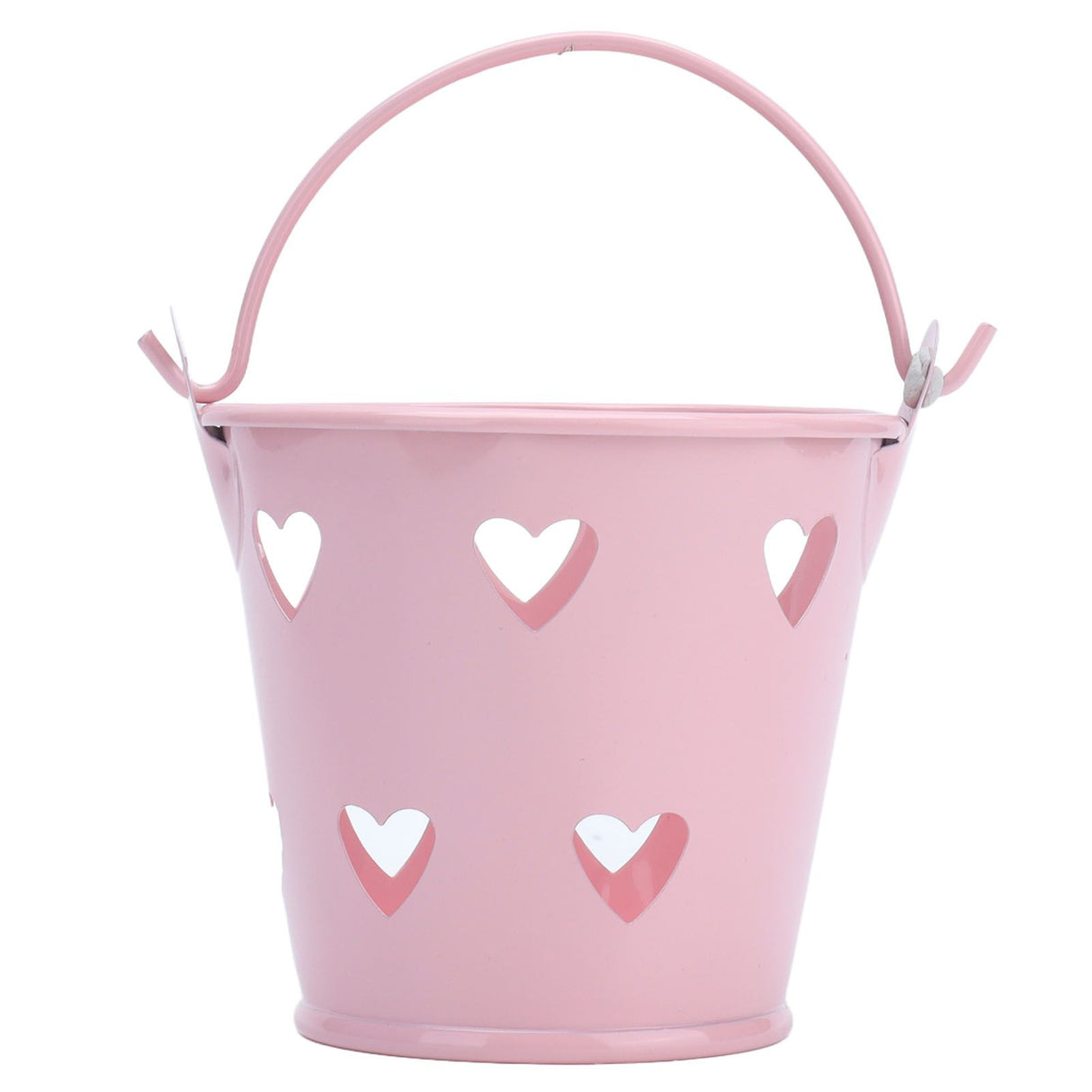 12pcs Mini Metal Bucket Hollow Heart Shaped Bucket with Handle for Candies Outdoor Flower Cosmetics