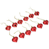 12pcs Christmas Ornament Heart Shape PVC Christmas Tree Hanging Decorations for Valentine's Day PartyRed