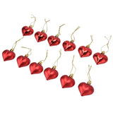 12pcs Christmas Ornament Heart Shape PVC Christmas Tree Hanging Decorations for Valentine's Day PartyRed - Close-Up Angle
