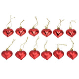 12pcs Christmas Ornament Heart Shape PVC Christmas Tree Hanging Decorations for Valentine's Day PartyRed
