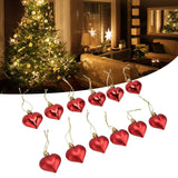 12pcs Christmas Ornament Heart Shape PVC Christmas Tree Hanging Decorations for Valentine's Day PartyRed