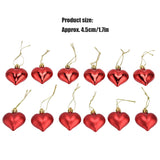 12pcs Christmas Ornament Heart Shape PVC Christmas Tree Hanging Decorations for Valentine's Day PartyRed