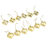 12pcs Christmas Ornament Heart Shape PVC Christmas Tree Hanging Decorations for Valentine's Day PartyGold
