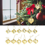 12pcs Christmas Ornament Heart Shape PVC Christmas Tree Hanging Decorations for Valentine's Day PartyGold