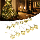 12pcs Christmas Ornament Heart Shape PVC Christmas Tree Hanging Decorations for Valentine's Day PartyGold