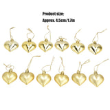 12pcs Christmas Ornament Heart Shape PVC Christmas Tree Hanging Decorations for Valentine's Day PartyGold