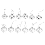 12pcs Christmas Ornament Heart Shape PVC Christmas Tree Hanging Decorations for Valentine's Day PartySilver