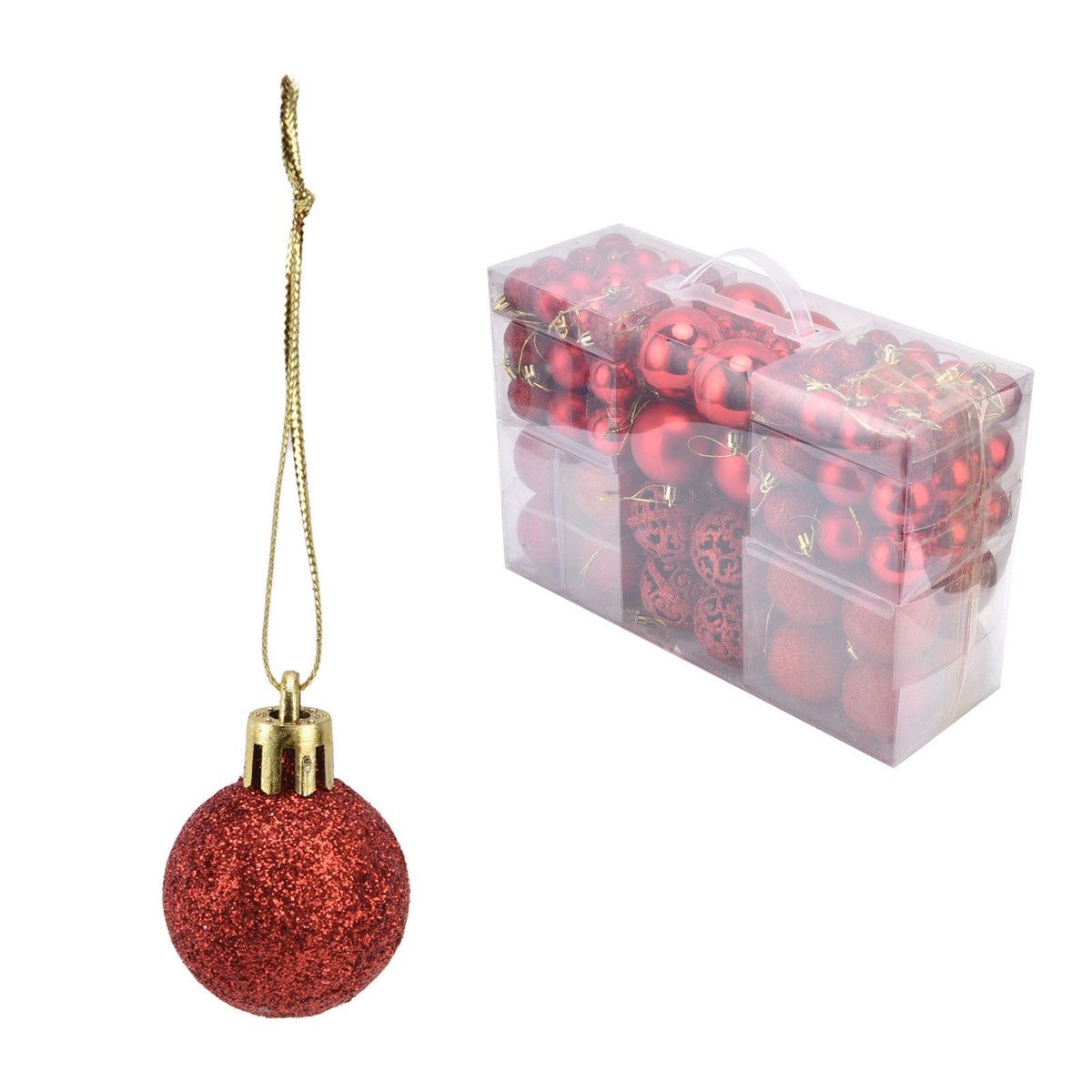 100pcs Christmas Ball Ornaments Shatterproof Hanging Balls for Christmas Tree Party DecorationRed