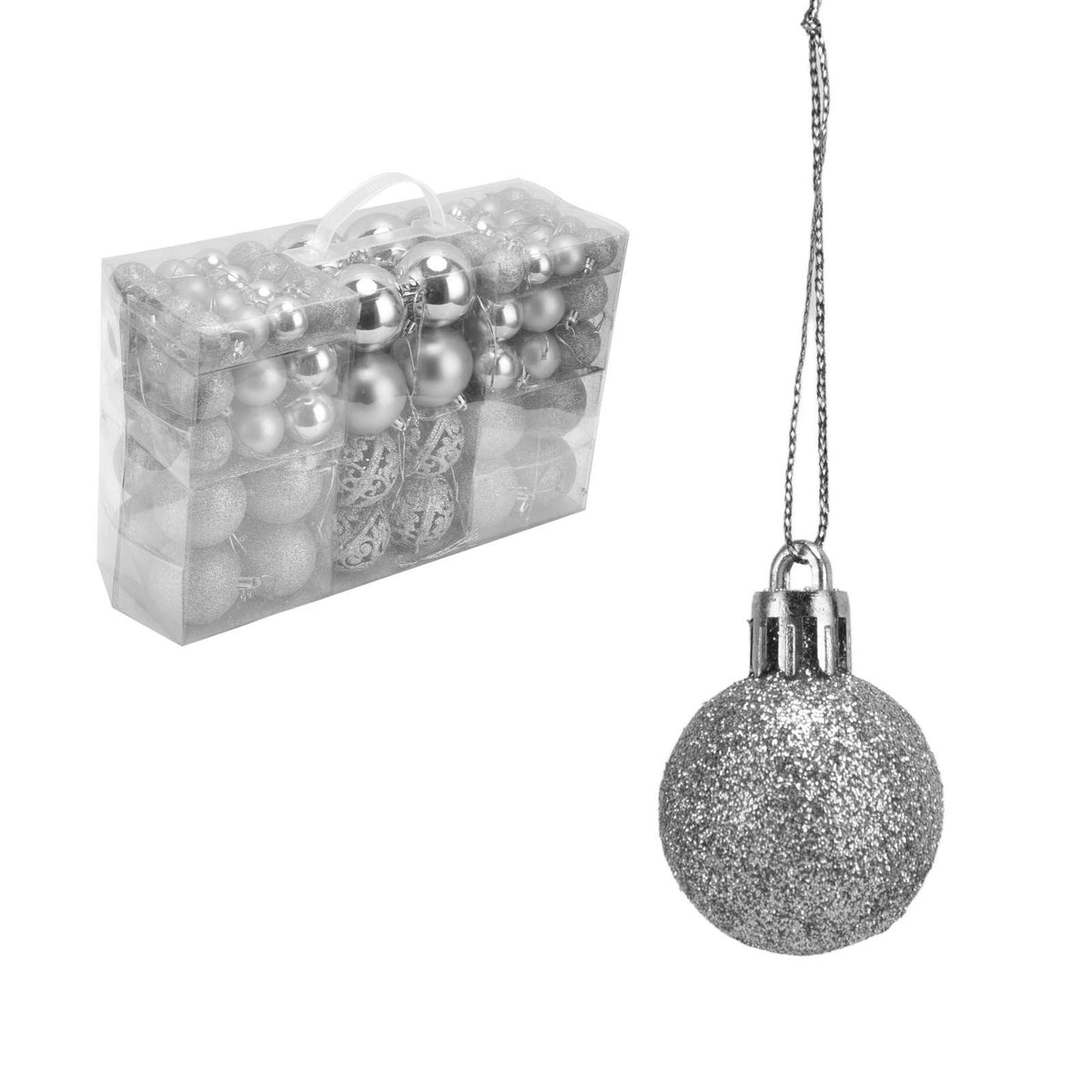 100pcs Christmas Ball Ornaments Shatterproof Hanging Balls for Christmas Tree Party DecorationSilver