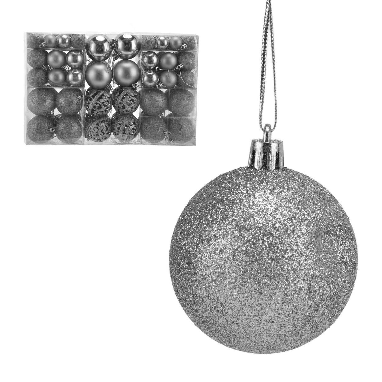 100pcs Christmas Ball Ornaments Shatterproof Hanging Balls for Christmas Tree Party DecorationSilver