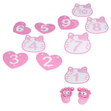 Removable 10 Number Hopscotch Stickers Children Room Floor Decoration Pink Cartoon Number Hopscotch Footprints Stickers - Front View