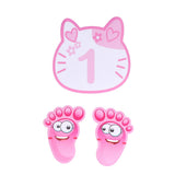 Removable 10 Number Hopscotch Stickers Children Room Floor Decoration Pink Cartoon Number Hopscotch Footprints Stickers - Extra Image