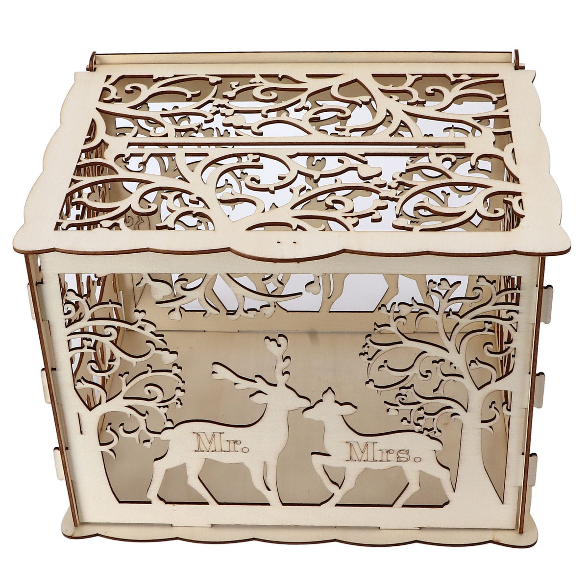 Greeting Card Box DIY Wooden Couple Deer Wedding Card Case Sign in Box Decoration Box