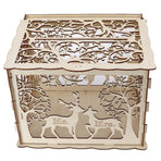 Greeting Card Box DIY Wooden Couple Deer Wedding Card Case Sign in Box Decoration Box