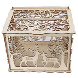 Greeting Card Box DIY Wooden Couple Deer Wedding Card Case Sign in Box Decoration Box - Front View