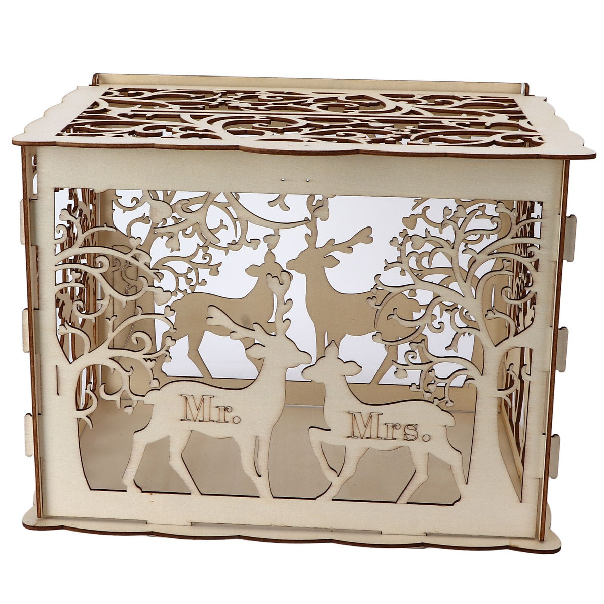 Greeting Card Box DIY Wooden Couple Deer Wedding Card Case Sign in Box Decoration Box