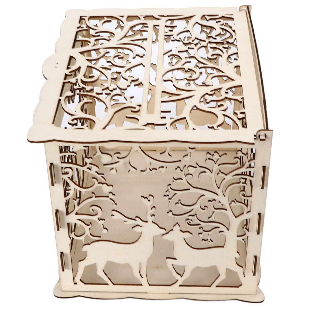 Greeting Card Box DIY Wooden Couple Deer Wedding Card Case Sign in Box Decoration Box