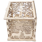 Greeting Card Box DIY Wooden Couple Deer Wedding Card Case Sign in Box Decoration Box