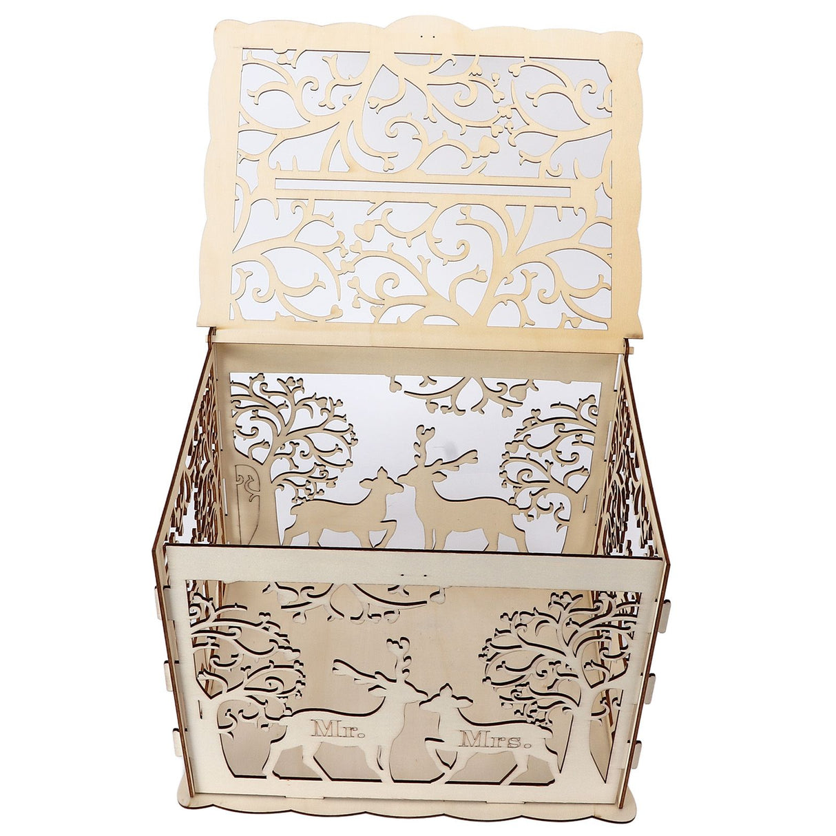 Greeting Card Box DIY Wooden Couple Deer Wedding Card Case Sign in Box Decoration Box