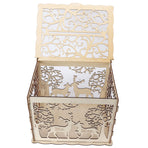 Greeting Card Box DIY Wooden Couple Deer Wedding Card Case Sign in Box Decoration Box