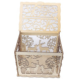 Greeting Card Box DIY Wooden Couple Deer Wedding Card Case Sign in Box Decoration Box - 45-Degree Angle