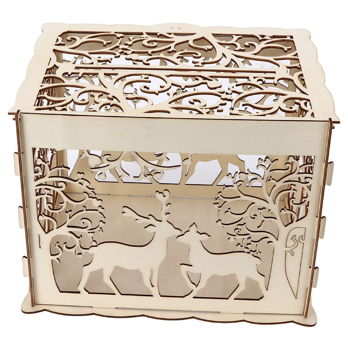 Greeting Card Box DIY Wooden Couple Deer Wedding Card Case Sign in Box Decoration Box