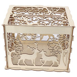 Greeting Card Box DIY Wooden Couple Deer Wedding Card Case Sign in Box Decoration Box