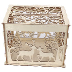 Greeting Card Box DIY Wooden Couple Deer Wedding Card Case Sign in Box Decoration Box