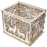 Greeting Card Box DIY Wooden Couple Deer Wedding Card Case Sign in Box Decoration Box - Close-Up Angle