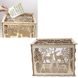 Greeting Card Box DIY Wooden Couple Deer Wedding Card Case Sign in Box Decoration Box - Extra Image
