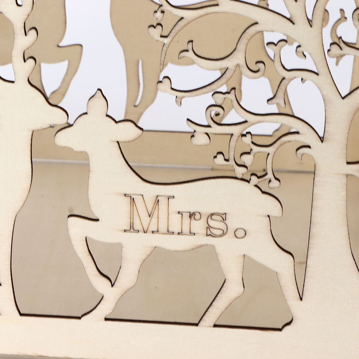 Greeting Card Box DIY Wooden Couple Deer Wedding Card Case Sign in Box Decoration Box