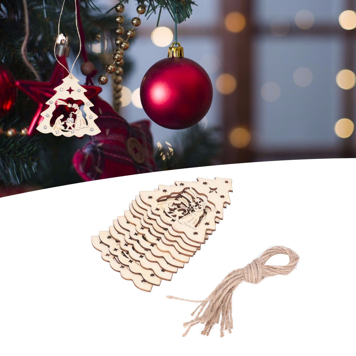 Wooden Hanging Ornaments Hollow DIY Christmas Tree Decorative Pendants Home Decoration AccessoriesJM00204