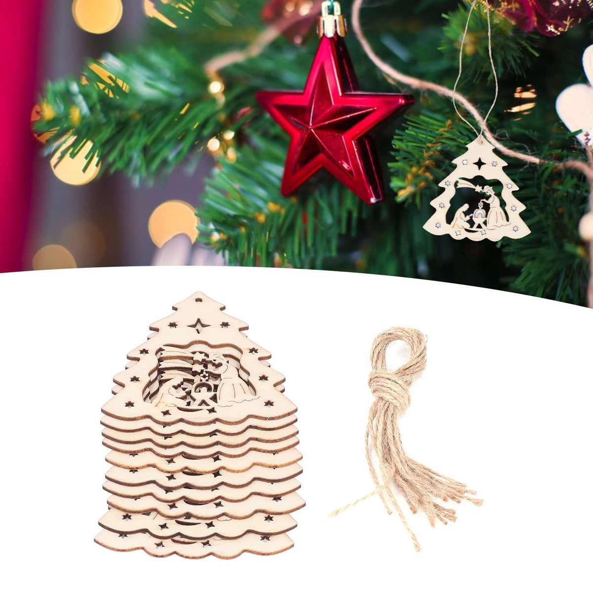 Wooden Hanging Ornaments Hollow DIY Christmas Tree Decorative Pendants Home Decoration AccessoriesJM00204