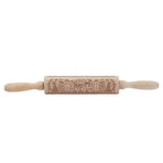 Rolling Pin Wooden Christmas Print Dough Roller Kitchen Tool for Pastries Pizza Biscuits Baking
