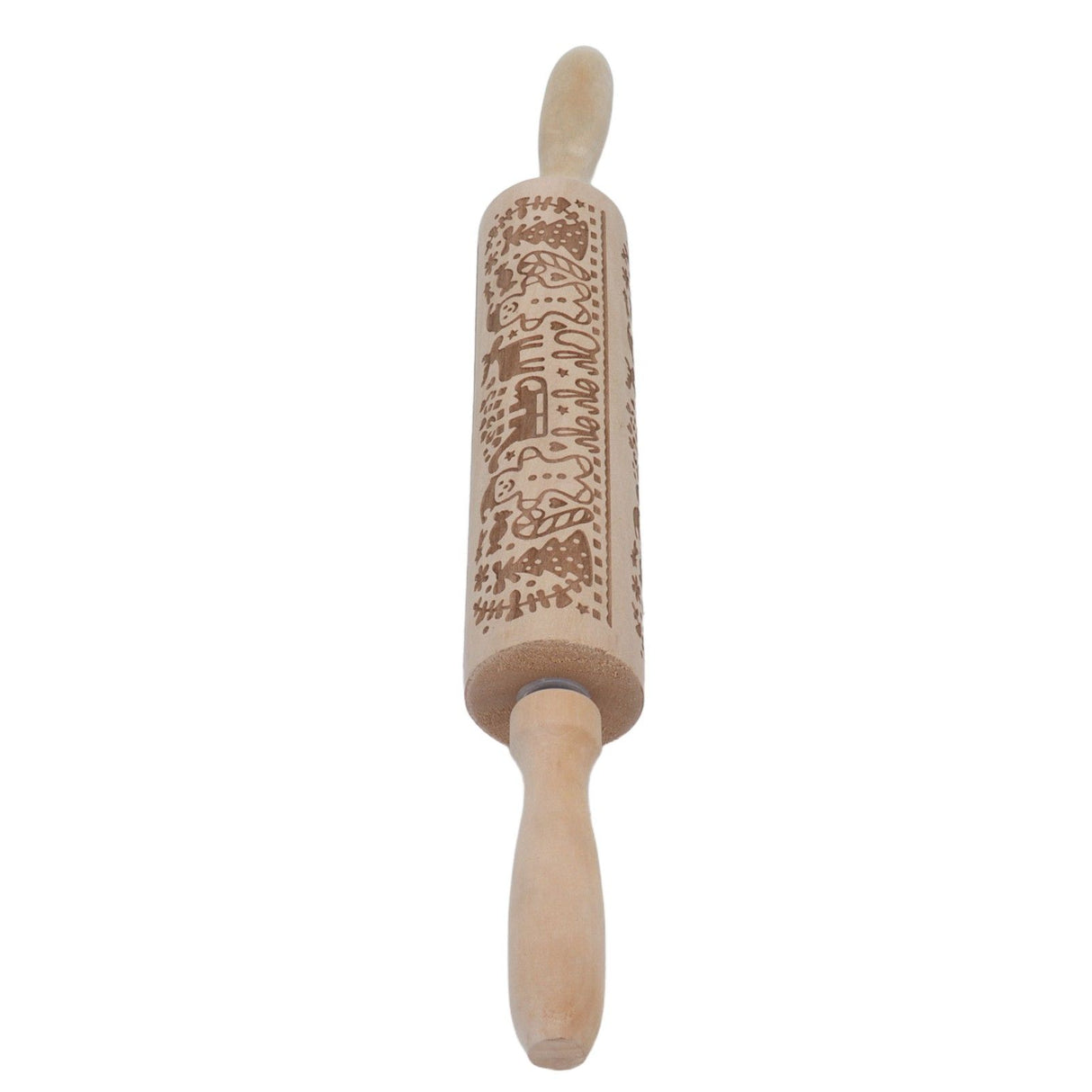 Rolling Pin Wooden Christmas Print Dough Roller Kitchen Tool for Pastries Pizza Biscuits Baking