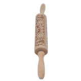 Rolling Pin Wooden Christmas Print Dough Roller Kitchen Tool for Pastries Pizza Biscuits Baking