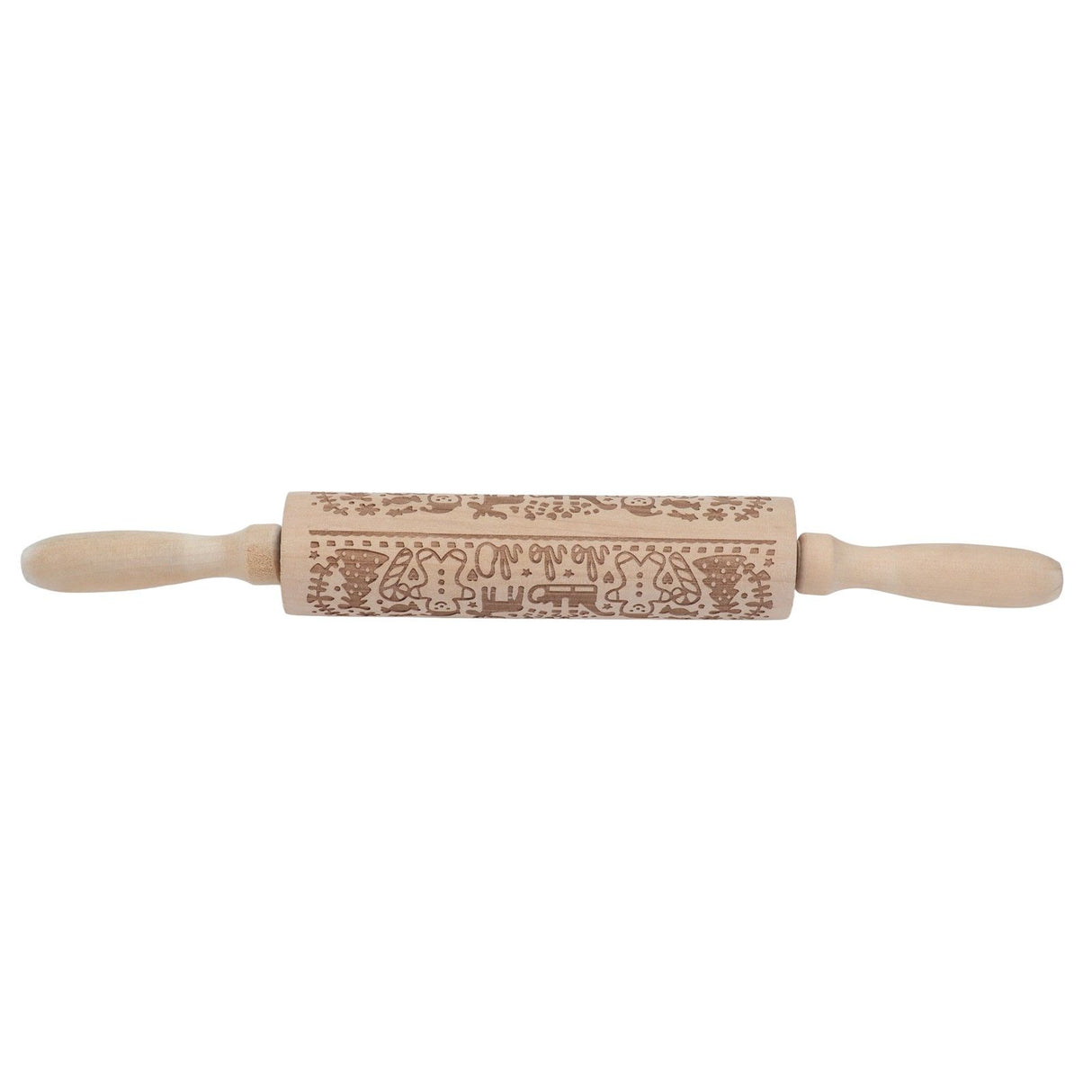 Rolling Pin Wooden Christmas Print Dough Roller Kitchen Tool for Pastries Pizza Biscuits Baking