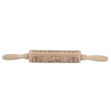 Rolling Pin Wooden Christmas Print Dough Roller Kitchen Tool for Pastries Pizza Biscuits Baking