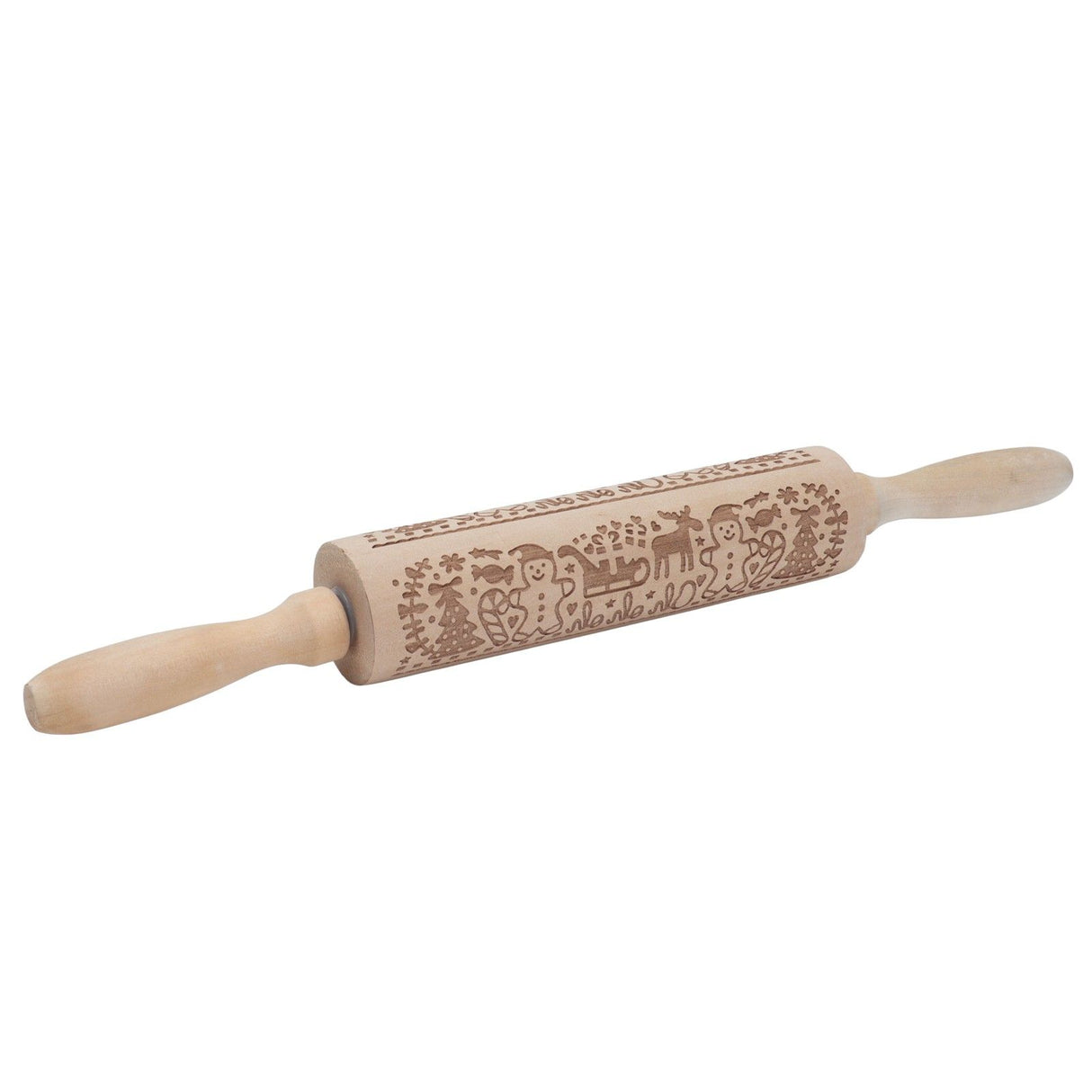 Rolling Pin Wooden Christmas Print Dough Roller Kitchen Tool for Pastries Pizza Biscuits Baking
