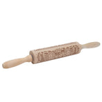 Rolling Pin Wooden Christmas Print Dough Roller Kitchen Tool for Pastries Pizza Biscuits Baking