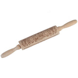 Rolling Pin Wooden Christmas Print Dough Roller Kitchen Tool for Pastries Pizza Biscuits Baking - Extra Image