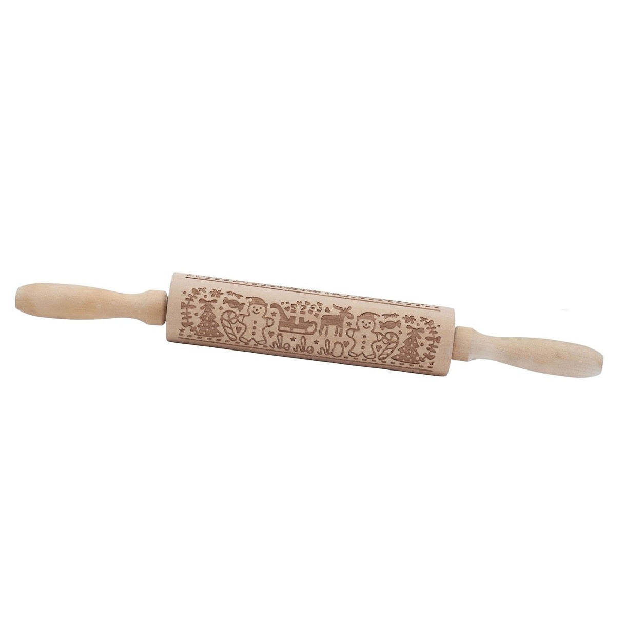 Rolling Pin Wooden Christmas Print Dough Roller Kitchen Tool for Pastries Pizza Biscuits Baking