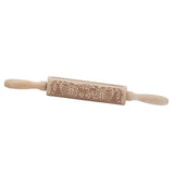Rolling Pin Wooden Christmas Print Dough Roller Kitchen Tool for Pastries Pizza Biscuits Baking