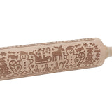 Rolling Pin Wooden Christmas Print Dough Roller Kitchen Tool for Pastries Pizza Biscuits Baking - Extra Image