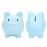 Piggy Bank Rugged Durable Vinyl Cartoon Animal Pig Coin Cash Piggy Bank Boy Girl GiftBlue - Top-Down View