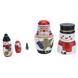 5pcs Nesting Dolls Glossy Round Unique Christmas Style Attractive Decorative Ornaments for Festive Gifts