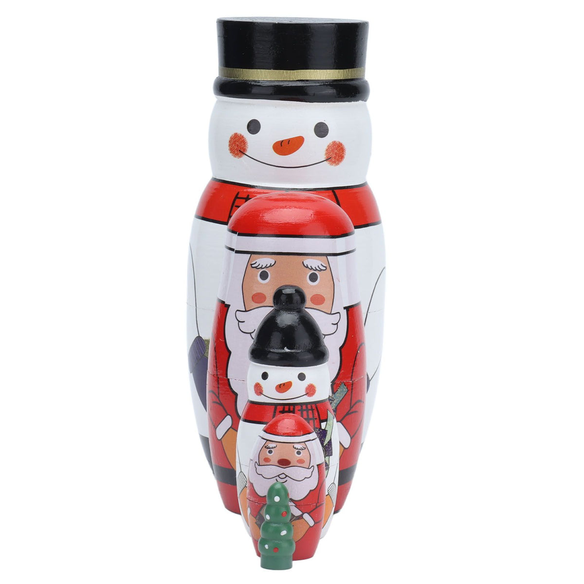 5pcs Nesting Dolls Glossy Round Unique Christmas Style Attractive Decorative Ornaments for Festive Gifts