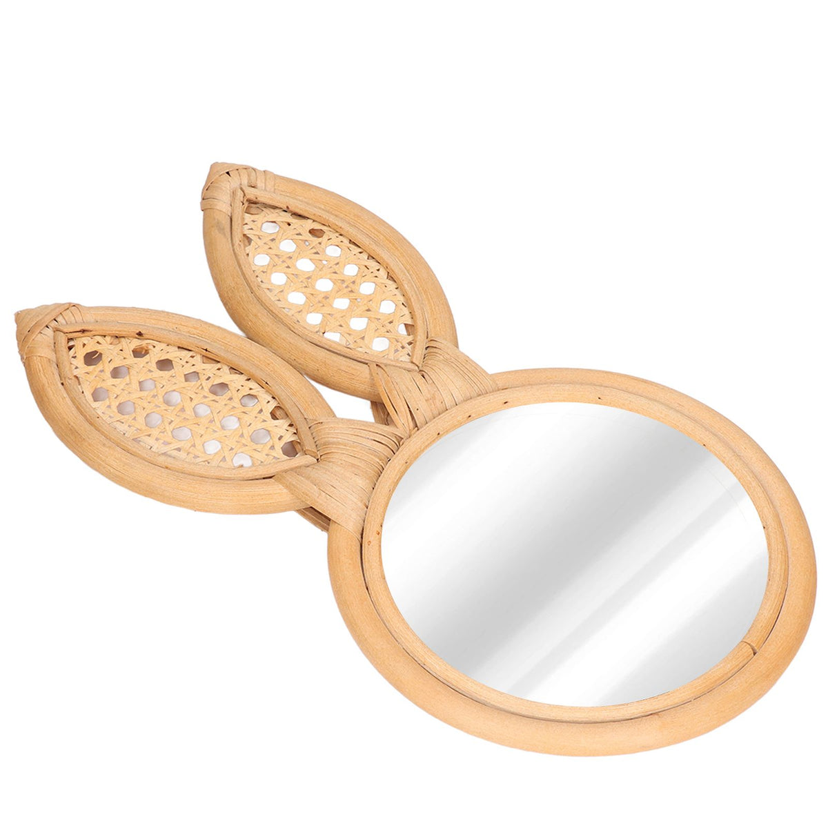 Decorative Mirror Cute Bunny Shape Exquisite Rattan Hanging Wall Mirror for Makeup Home Bedroom Decoration Gift