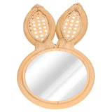 Decorative Mirror Cute Bunny Shape Exquisite Rattan Hanging Wall Mirror for Makeup Home Bedroom Decoration Gift - Close-Up Angle